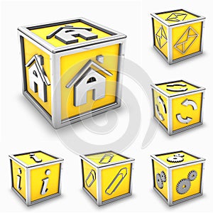 Yellow box icon set