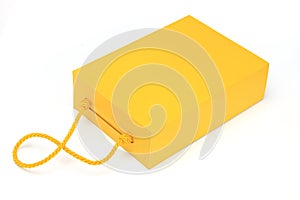 Yellow box for present on white background