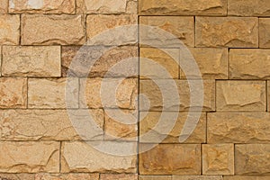 Yellow Brick Sand Retro Color Stone Wall Masonry Texture Background Rough Brickwork