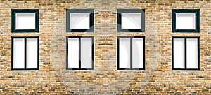 Yellow brick wall and light windows