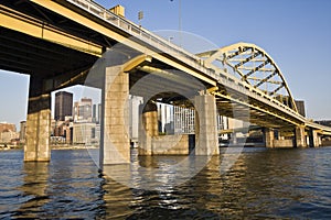 Yellow Bridge in Downtown Pittsburgh