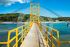 Yellow bridge between the islands of Nusa Cheningan and Nusa Lembongan