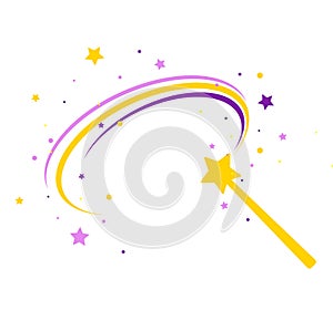 Yellow, bright, colorful magic wand icon. A symbol of magic, focus and dreams