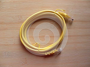 Yellow broadband cable jack