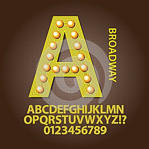 Yellow Broadway Alphabet and Numbers Vector
