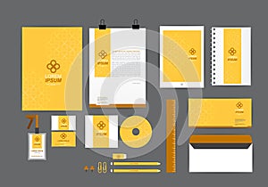 Yellow and brown corporate identity template for your business