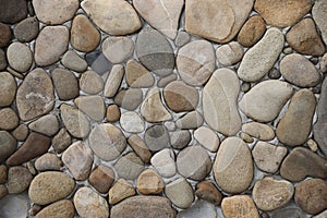 Yellow and brown round shaped pebble stone wall texture