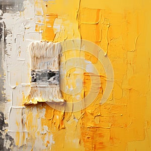 Yellow Brush Against Painting Background A Post-modern Deconstruction By Dariusz Klimczak