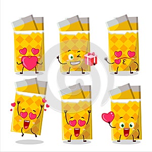 Yellow bubble gum cartoon character with love cute emoticon