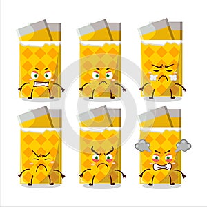 Yellow bubble gum cartoon character with various angry expressions