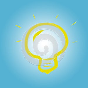 Yellow bulb on blue background