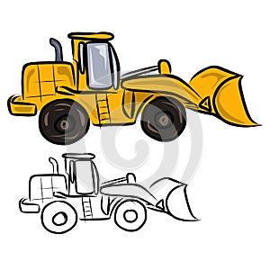 Yellow Bulldozer-excavator