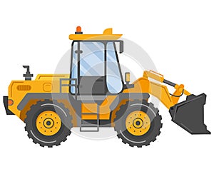 Yellow bulldozer tractor. Construction machine. Manufacturing Equipment.