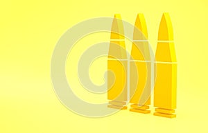 Yellow Bullet icon isolated on yellow background. Minimalism concept. 3d illustration 3D render