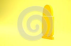 Yellow Bullet icon isolated on yellow background. Minimalism concept. 3d illustration 3D render