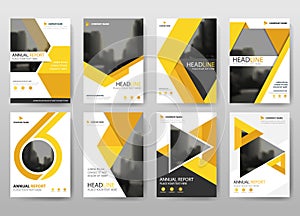 Yellow bundle annual report brochure flyer design template vector, Leaflet cover presentation abstract flat background,