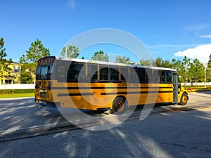 Yellow bus and blue sky