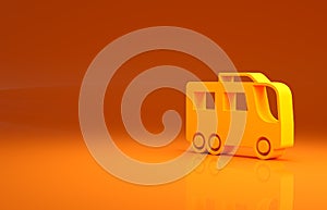 Yellow Bus icon isolated on orange background. Transportation concept. Bus tour transport. Tourism or public vehicle