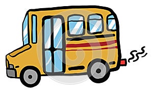 Yellow bus, illustration, vector