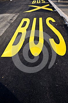 Yellow bus sign