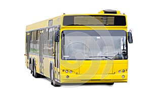 Yellow bus on white background