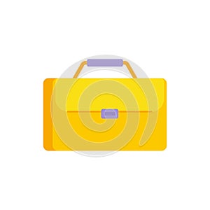 Yellow business briefcase with handle vector isometric illustration. Office baggage portfolio