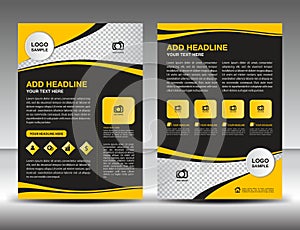 Yellow business brochure flyer design layout template in A4 size