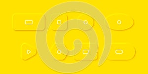 Yellow Buttons in Neomorphism design. Buttons different shape with shadow. Vector illustration photo