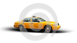 Yellow cab isolated on white background