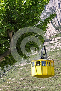 Yellow cable car, Montserrat, Spain