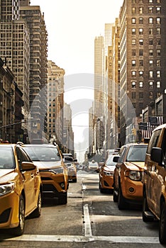 Yellow cabs on the street photo