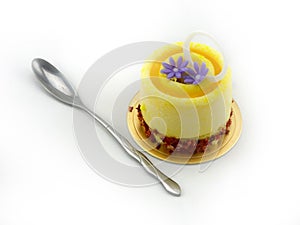 Yellow cake with spoon