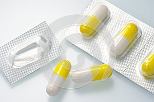 Yellow capsule medicines.