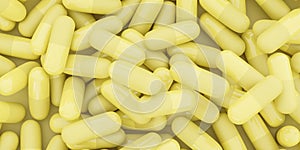 yellow capsules pills pharma medicine concept 3d render illustration