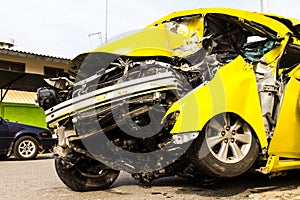 Yellow car accident