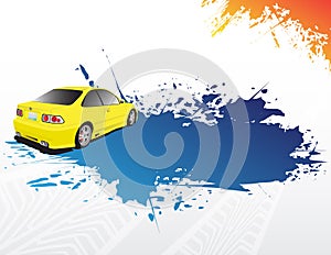 Yellow car and blue splash