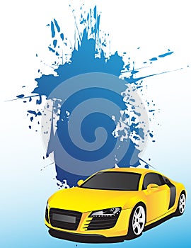 Yellow car and blue splash