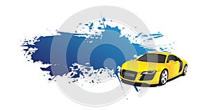 Yellow car and blue splash