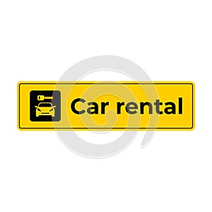 Yellow car rental sign vector