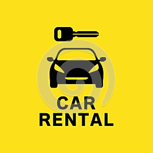 Yellow car rental sign vector