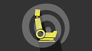 Yellow Car seat icon isolated on grey background. Car armchair. 4K Video motion graphic animation