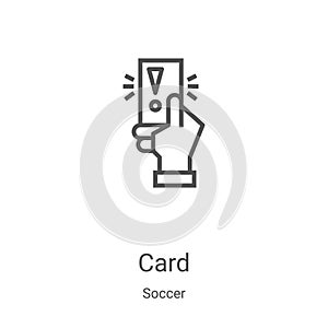 yellow card icon vector from soccer collection. Thin line yellow card outline icon vector illustration. Linear symbol for use on