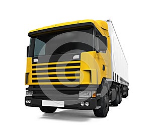 Yellow Cargo Delivery Truck