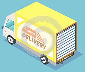 Yellow Cargo Delivery Truck, Transportation Vector