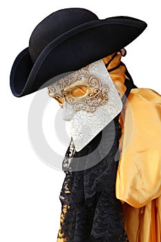 Yellow carnival costume of an ancient noble Venetian
