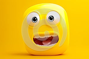 Yellow cartoon character with big mouth. Generative AI