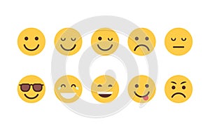 Yellow Cartoon Face Set Emoji People Different Emotion Icon Collection