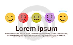 Yellow Cartoon Face Set Emoji People Different Emotion Icon Collection