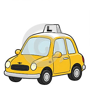 Yellow Cartoon Learner Car Illustration