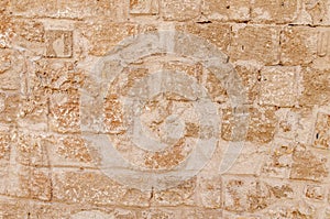 Yellow castle old stone pattern texture wall close